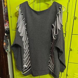 VENUS Gray Cutout Sweatshirt